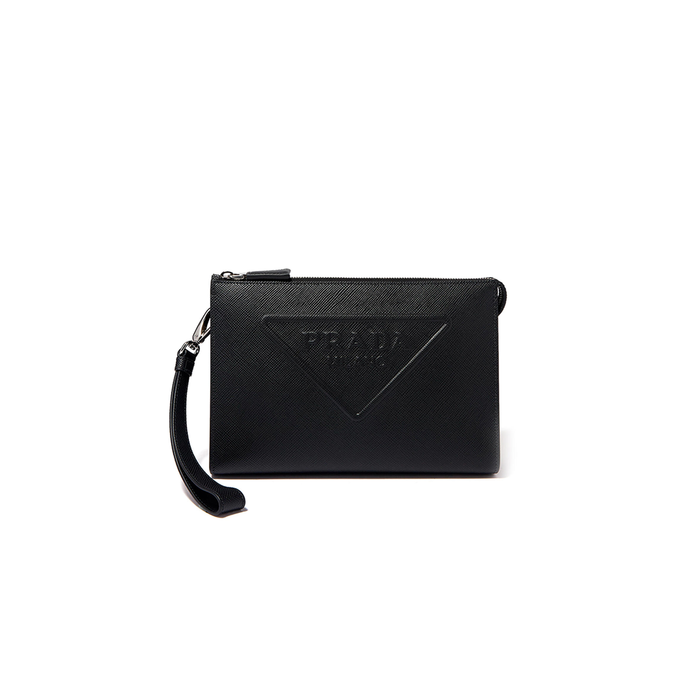 PRADA EMBOSSED LOGO POUCH IN SAFFIANO-LEATHER 2VF039 (25*17*5cm) 